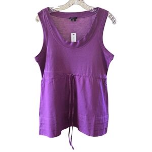 Theory Purple Drawstring Waist Pleated Hem Sleeveless Tank Top M